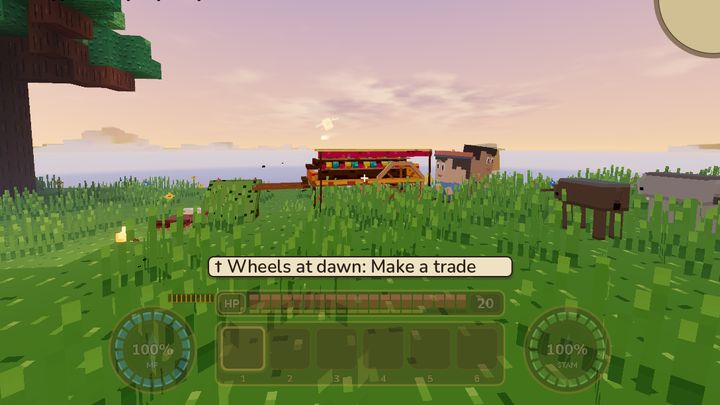 A trader's caravan arriving at dawn