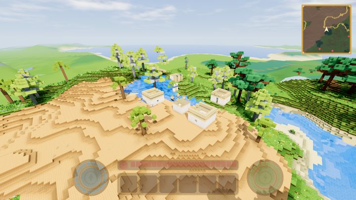 A Saffron Sands town on desert dunes beside a river